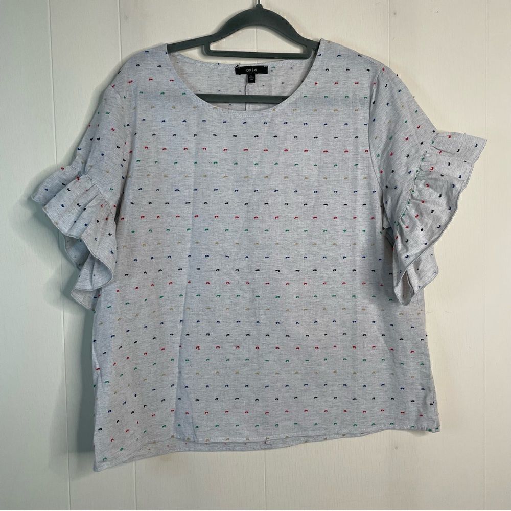 DREW Embroidered Rainbow Swiss Dot Top